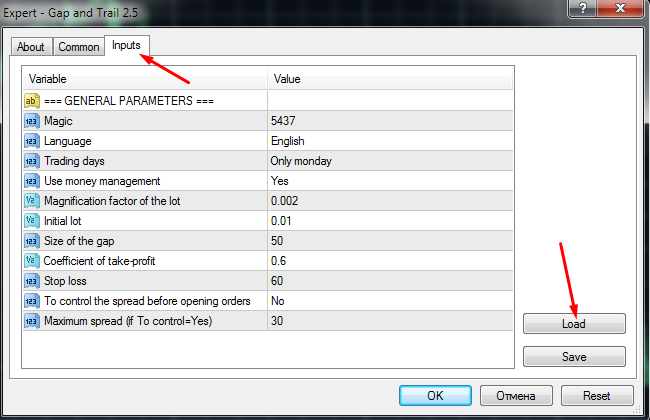 Gap Professional EA Setting