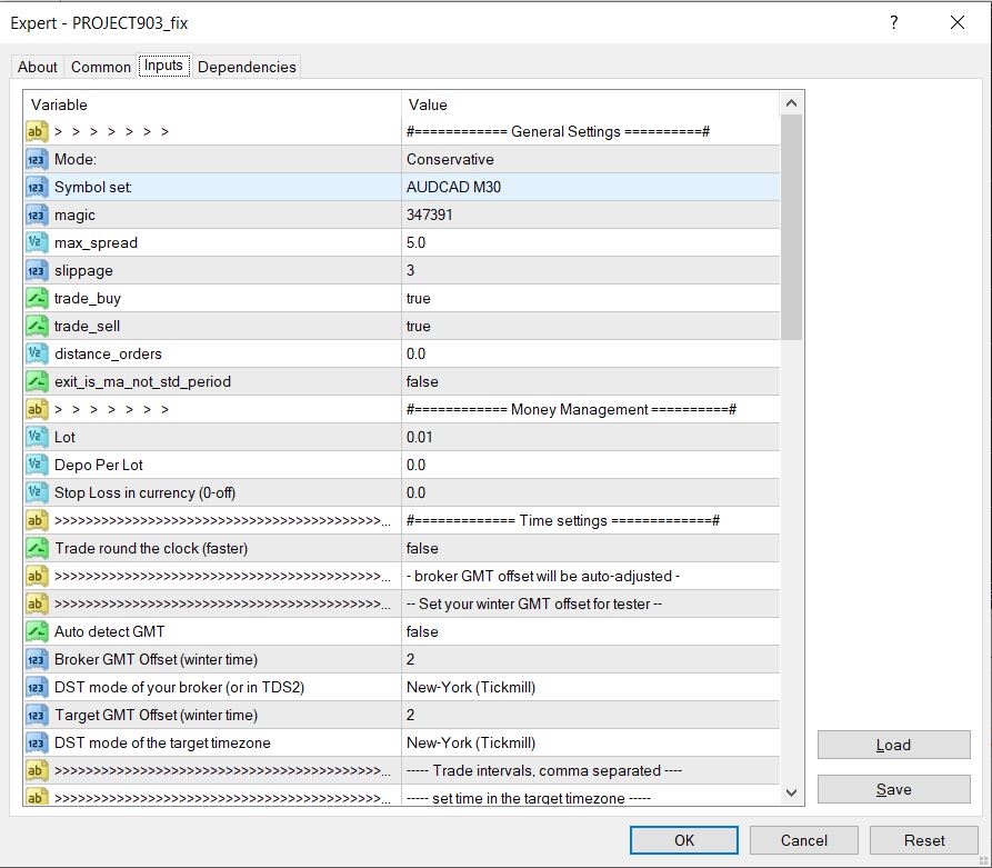 Project 903 EA Settings